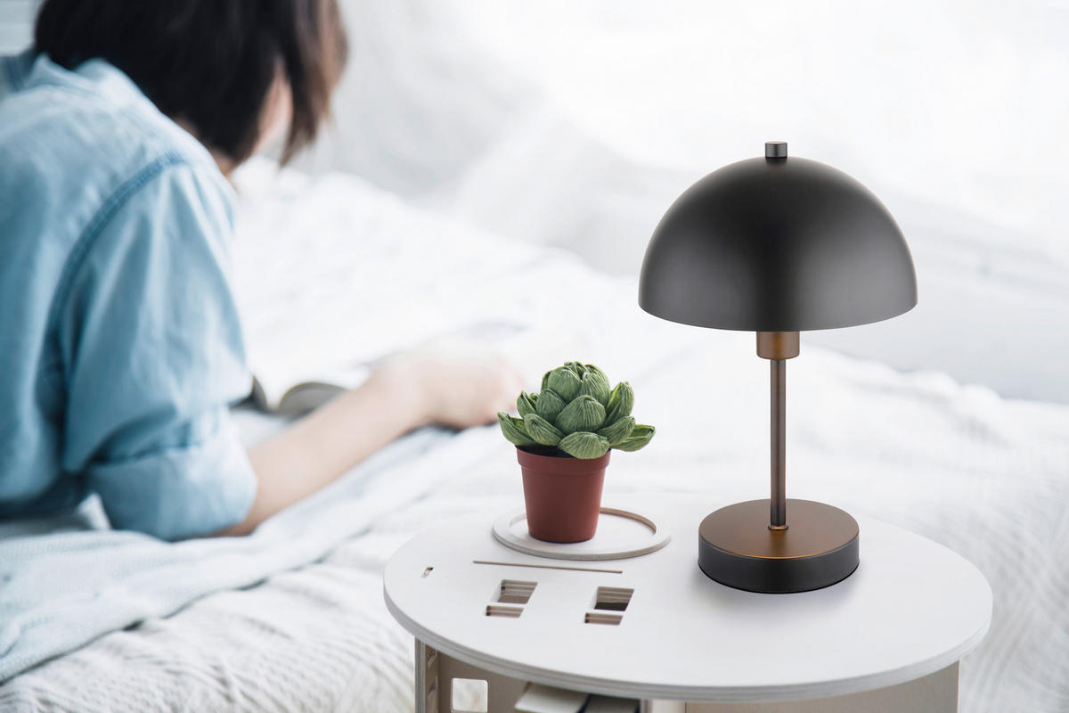 TISCHLEUCHTE - Schwarz, Design, Kunststoff/Metall (20/31cm) - Globo