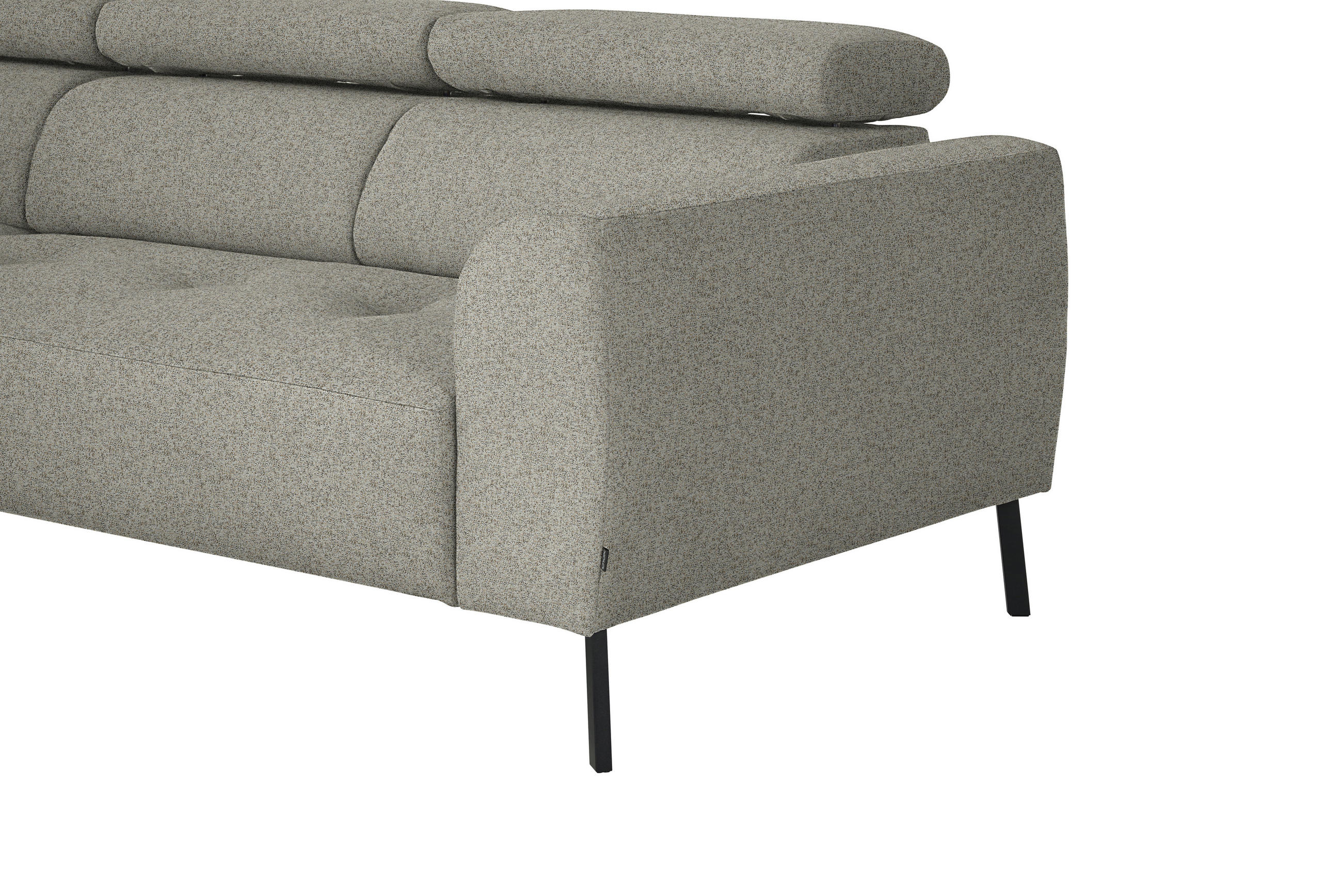 ECKSOFA in Struktur Greige  205/280 cm  - Greige/Schwarz, Design, Textil/Metall (205/280cm) - Xora