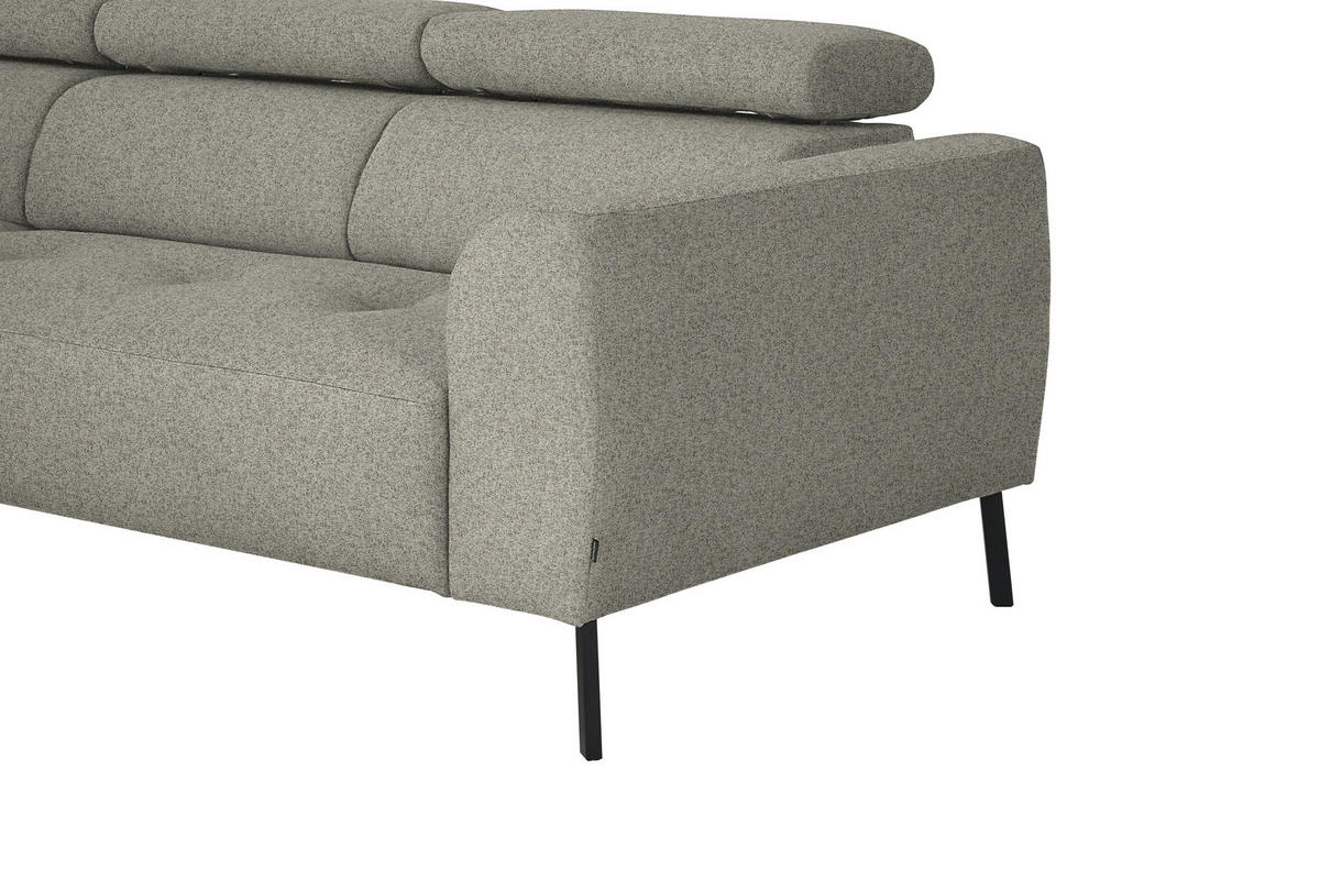 ECKSOFA in Struktur Greige  205/280 cm  - Greige/Schwarz, Design, Textil/Metall (205/280cm) - Xora