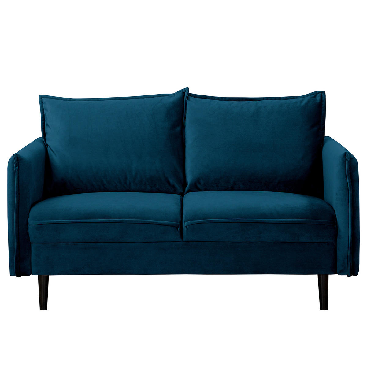 2-SITZER-SOFA JULI Samt Blau  - Blau/Schwarz, Design, Holz/Textil (138/86/100cm) - P & B