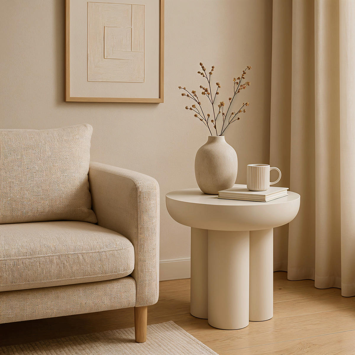 BEISTELLTISCH in Stein, Holzwerkstoff 50/50/47 cm  - Weiß, Design, Holzwerkstoff/Stein (50/50/47cm) - MID.YOU