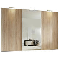 SCHWEBETÜRENSCHRANK 249/222/68 cm 3-türig Sonoma Eiche  - Alufarben/Sonoma Eiche, Design, Glas/Holzwerkstoff (249/222/68cm) - Moderano