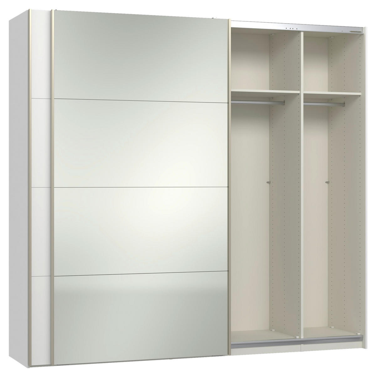 SCHWEBETÜRENSCHRANK 252,8/236/65 cm 2-türig Weiß  - Edelstahlfarben/Weiß, Design, Glas/Holzwerkstoff (252,8/236/65cm) - Jutzler
