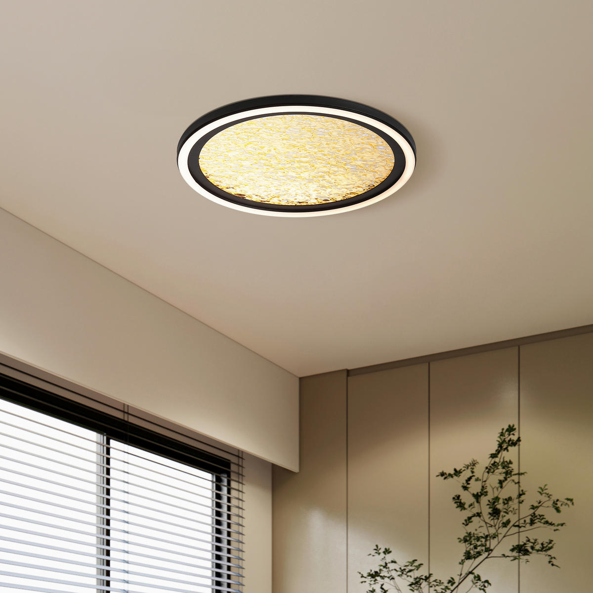 DECKENLEUCHTE Luna 30/6 cm  - Goldfarben/Schwarz, Design, Kunststoff/Metall (30/6cm)