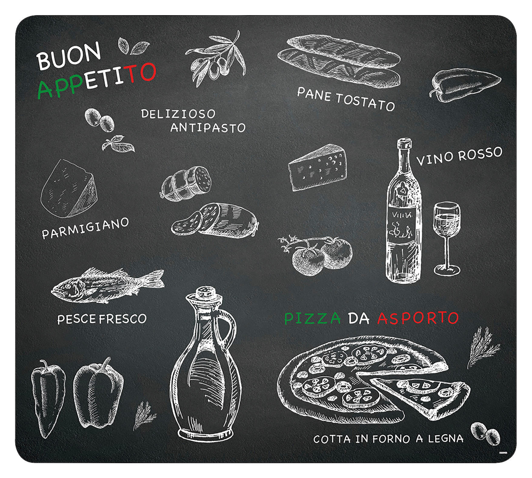 HERDABDECKPLATTE 3658813  - Multicolor/Schwarz, Basics, Glas (56/50/1,4cm) - Kesper