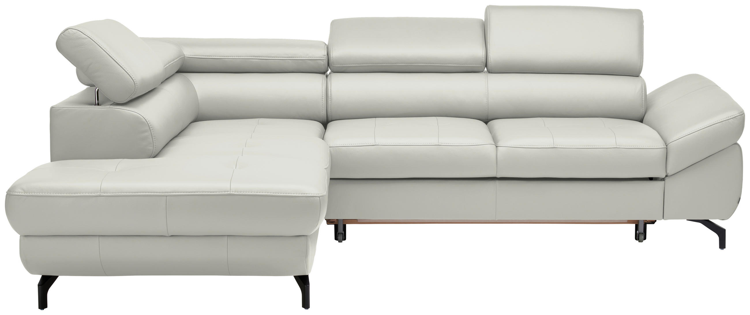 ECKSOFA in Echtleder Weiss  - Weiss/Schwarz, Design, Leder/Metall (220/270cm) - Novel