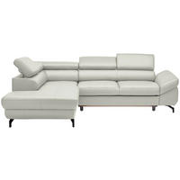ECKSOFA in Echtleder Weiss  - Weiss/Schwarz, Design, Leder/Metall (220/270cm) - Novel