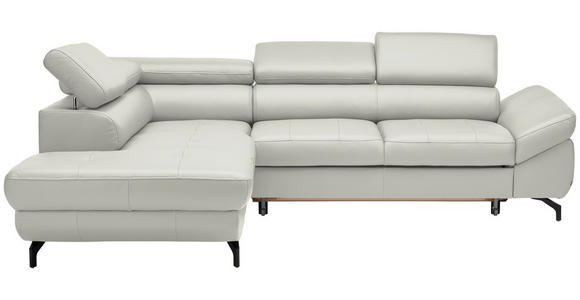 ECKSOFA in Echtleder Weiß - Schwarz/Weiß, Design, Leder/Metall (220/270cm) - Novel