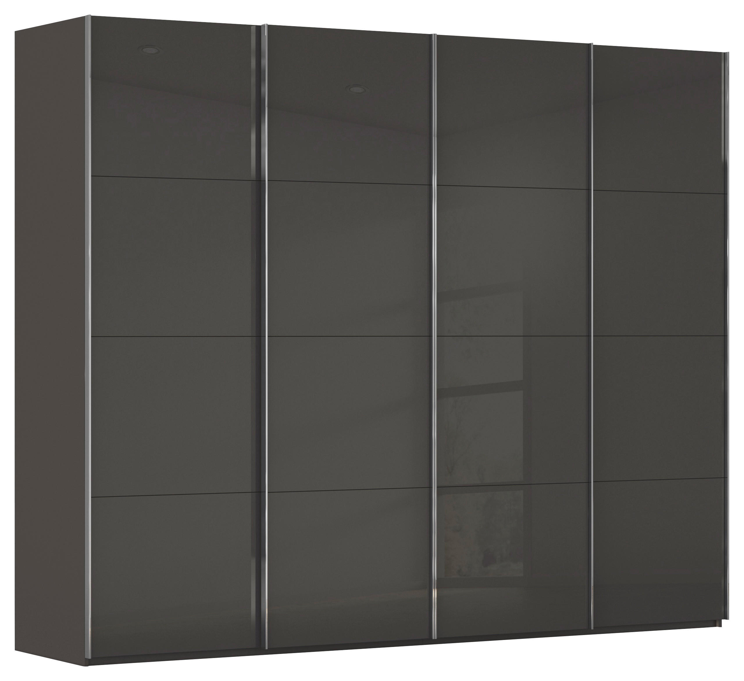 SCHWEBETÜRENSCHRANK 271/235/68 cm 4-türig Graphitfarben, Schwarz  - Chromfarben/Graphitfarben, Design, Glas/Holzwerkstoff (271/235/68cm) - Novel
