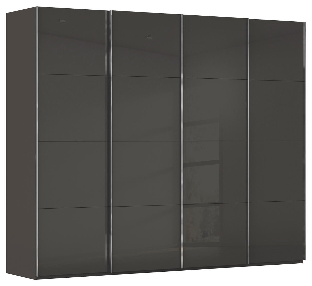 SCHWEBETÜRENSCHRANK 271/223/68 cm 4-türig Graphitfarben, Schwarz  - Chromfarben/Graphitfarben, Design, Glas/Holzwerkstoff (271/223/68cm) - Novel