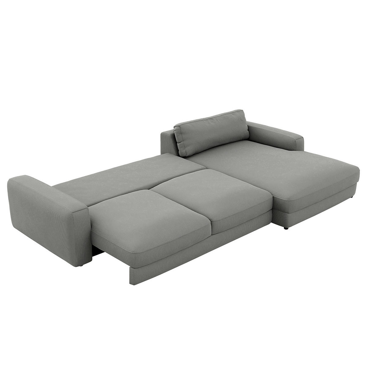 ECKSOFA in Cord Dunkelgrau  - Dunkelgrau/Schwarz, Modern, Textil (303/84/176cm) - Trendmanufaktur