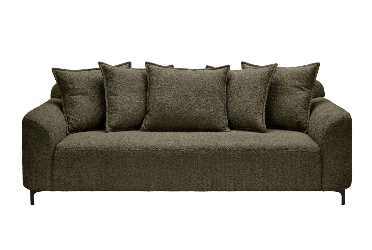 3-SITZER-SOFA Chenille Dunkelgrün  - Dunkelgrün/Schwarz, KONVENTIONELL, Textil/Metall (228/84/99cm) - Carryhome