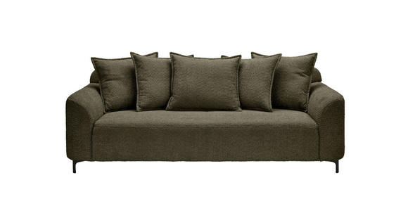 3-SITZER-SOFA  in Chenille Dunkelgrün  - Dunkelgrün/Schwarz, KONVENTIONELL, Textil/Metall (228/84/99cm) - Carryhome