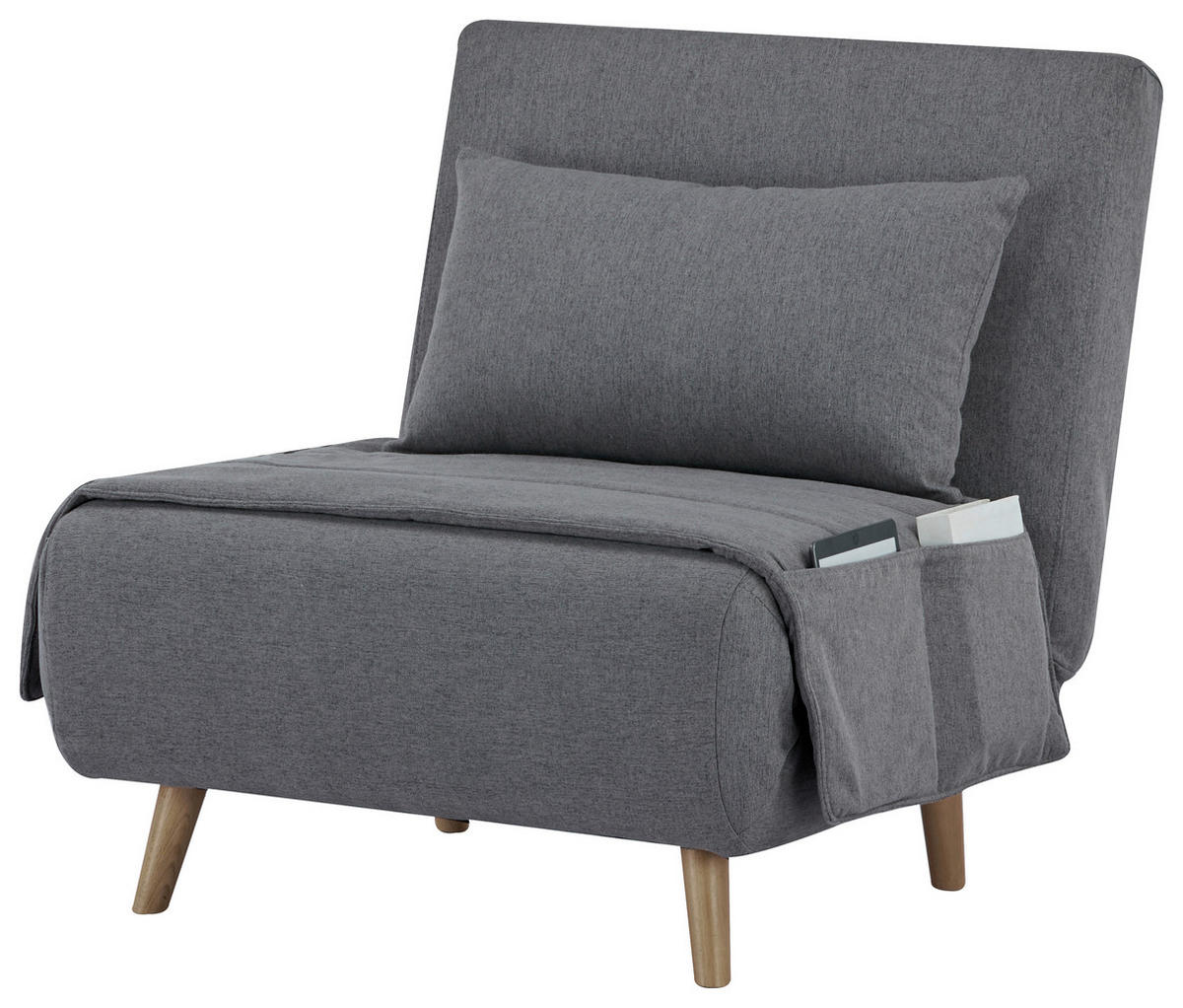SCHLAFSESSEL Mikrofaser Dunkelgrau    - Dunkelgrau/Naturfarben, MODERN, Holz/Textil (77/81/90cm) - MID.YOU
