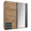 SCHWEBETÜRENSCHRANK 179/198/64 cm 2-türig Graphitfarben, Plankeneiche  - Plankeneiche/Eichefarben, Design, Glas/Holzwerkstoff (179/198/64cm) - Boxxx