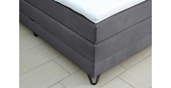 BOXSPRINGBETT 160/200 cm  in Dunkelgrau  - Dunkelgrau/Schwarz, KONVENTIONELL, Textil/Metall (160/200cm) - Carryhome
