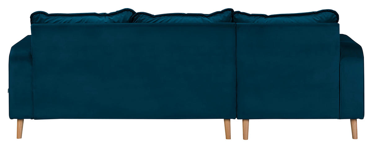 ECKSOFA in Mikrofaser Blau  150/230 cm  - Wengefarben/Blau, Design, Holz/Textil (150/230cm) - Livetastic