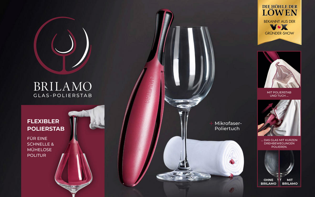 GLAS-POLIERSET Brilamo  - Weinrot, Basics, Kunststoff/Textil (26/6/6cm)