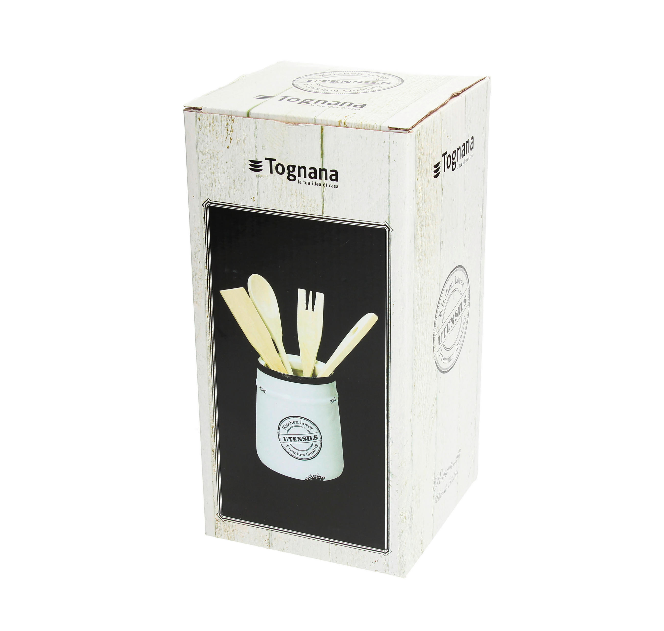 STOJALO ZA PRIPOMOČKE  DOLCE CASA URBAN CHIC      12/22 cm             - črna/bela, Basics, keramika (12/22cm) - Tognana