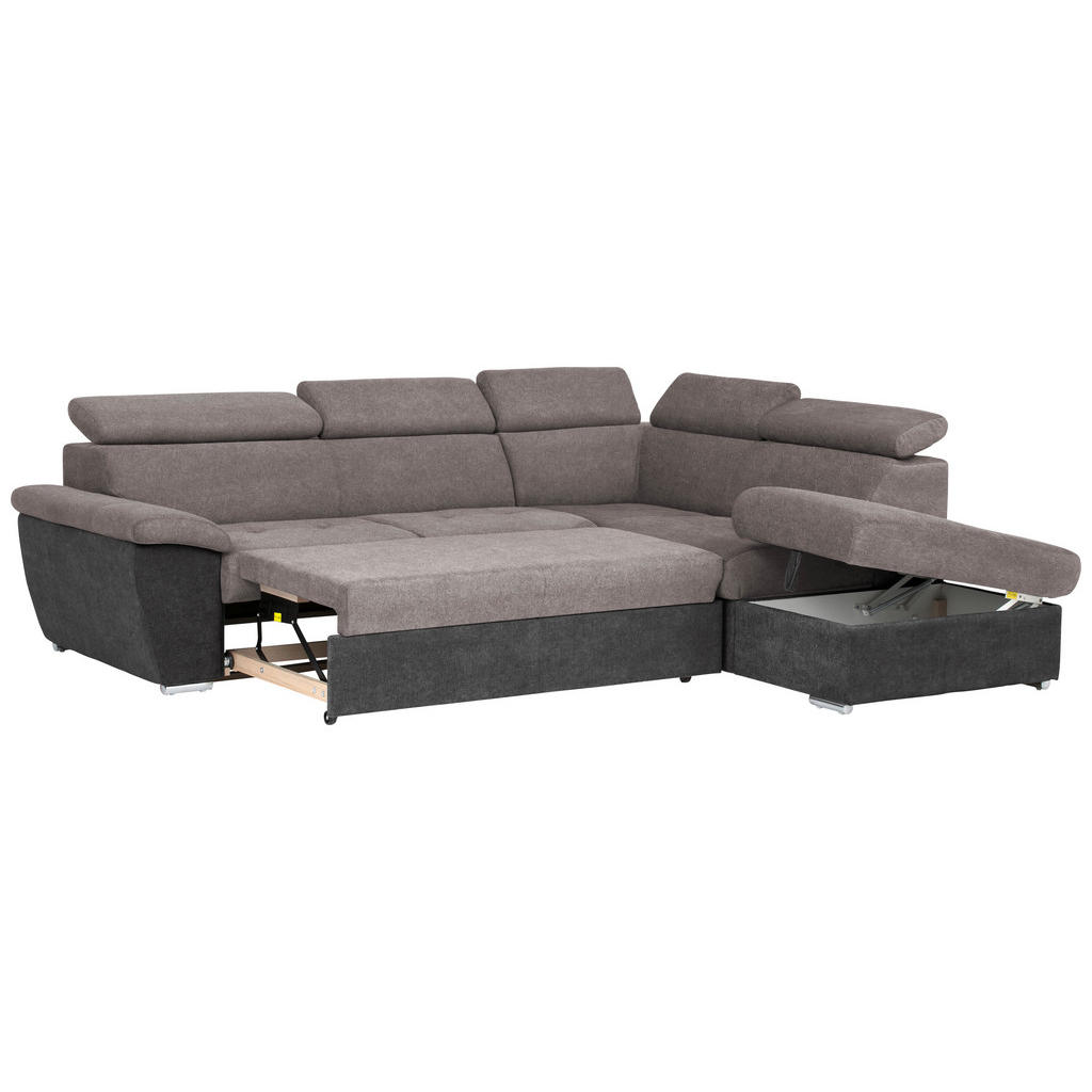 Thumbnail - Livetastic Ecksofa, Grau, Schwarz, Textil, 4-Sitzer, Ottomane rechts, L-Form, 262x216 cm, Made in EU, seitenverkehrt erh...