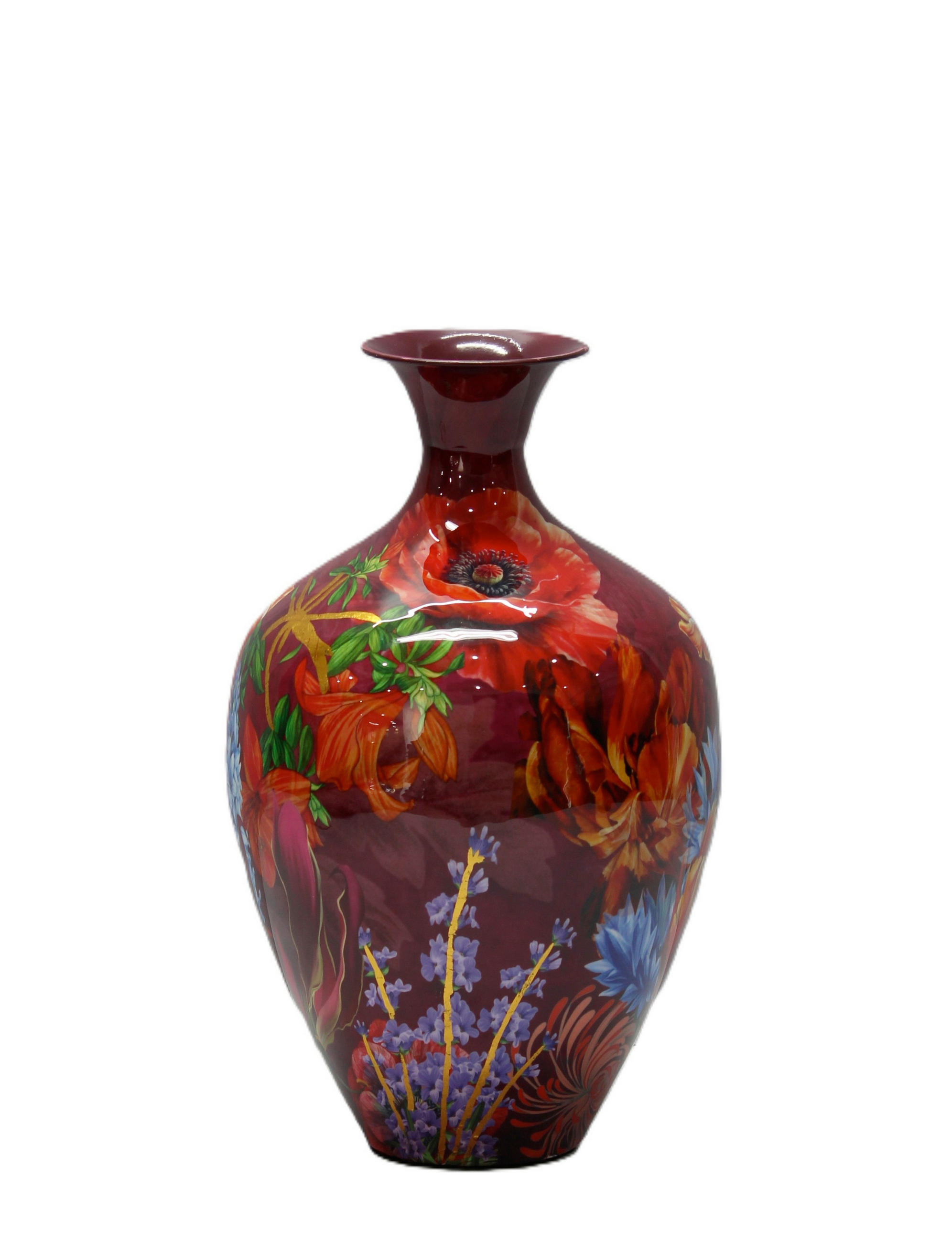 DEKOVASE  - Weinrot/Multicolor, Basics, Metall (41/25/41cm)