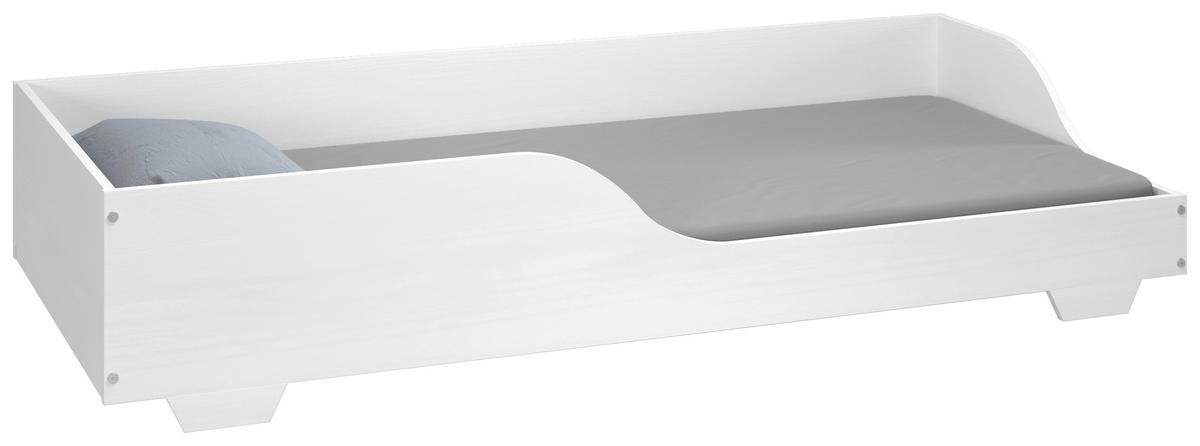 NIZKA POSTELJA 90 cm   x 200 cm  , les, leseni material bela  - bela, Moderno, leseni material/les (90/200cm) - MID.YOU