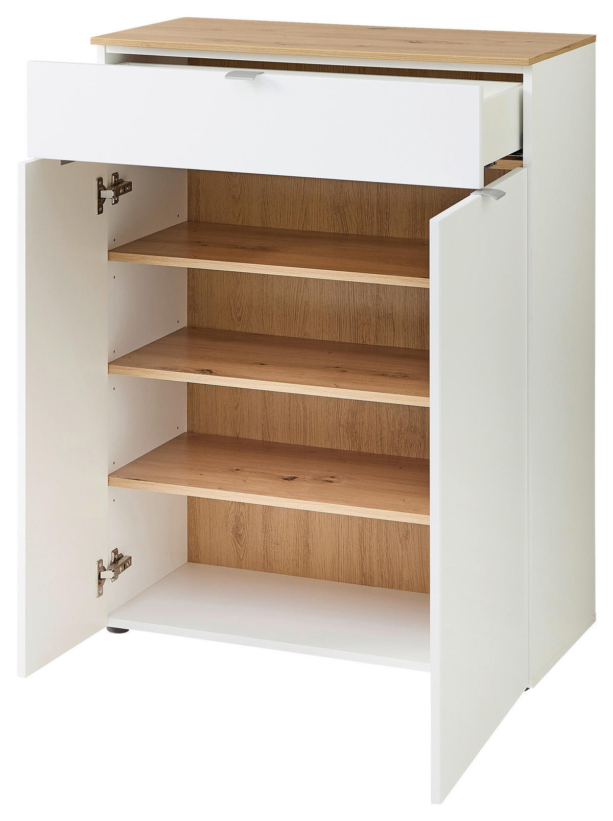 GARDEROBE 5-teilig  in 264/202/38 cm  - Weiß/Eiche Artisan, Design, Glas/Holzwerkstoff (264/202/38cm)