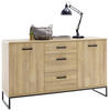 KOMMODE 151/88/44 cm  - Eichefarben/Schwarz, KONVENTIONELL, Holzwerkstoff/Metall (151/88/44cm)