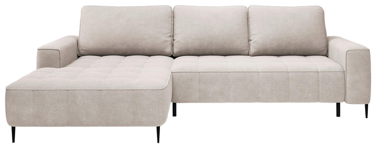 ECKSCHLAFSOFA Florence in Velours Sandfarben  - Sandfarben/Schwarz, Basics, Textil/Metall (166/280cm) - Livetastic