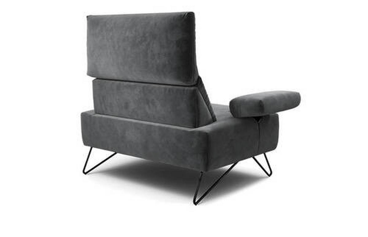 SESSEL in Samt Anthrazit  - Anthrazit/Schwarz, Design, Textil/Metall (114-142/85/86-94cm) - SENSOO