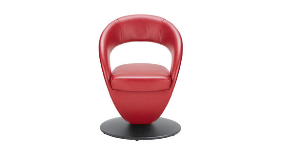 STUHL in Echtleder pigmentiert Leder - Rot/Schwarz, Design, Leder/Metall (62/86/61cm) - Moderano