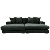 ECKSOFA  Cord Dunkelgrün  - Dunkelgrün/Schwarz, Basics, Kunststoff/Textil (195/285cm) - Livetastic