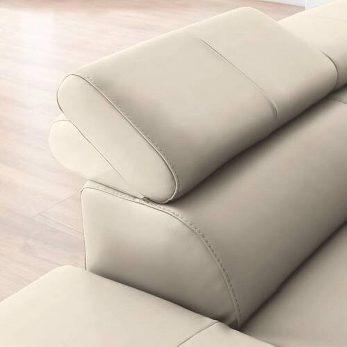ECKSOFA in Echtleder Beige  - Beige/Schwarz, Design, Leder/Metall (220/256cm) - Celina Home