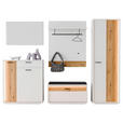 GARDEROBE 5-teilig  in 284/201/37 cm  - Eichefarben/Weiß, Design, Glas/Holzwerkstoff (284/201/37cm) - Xora