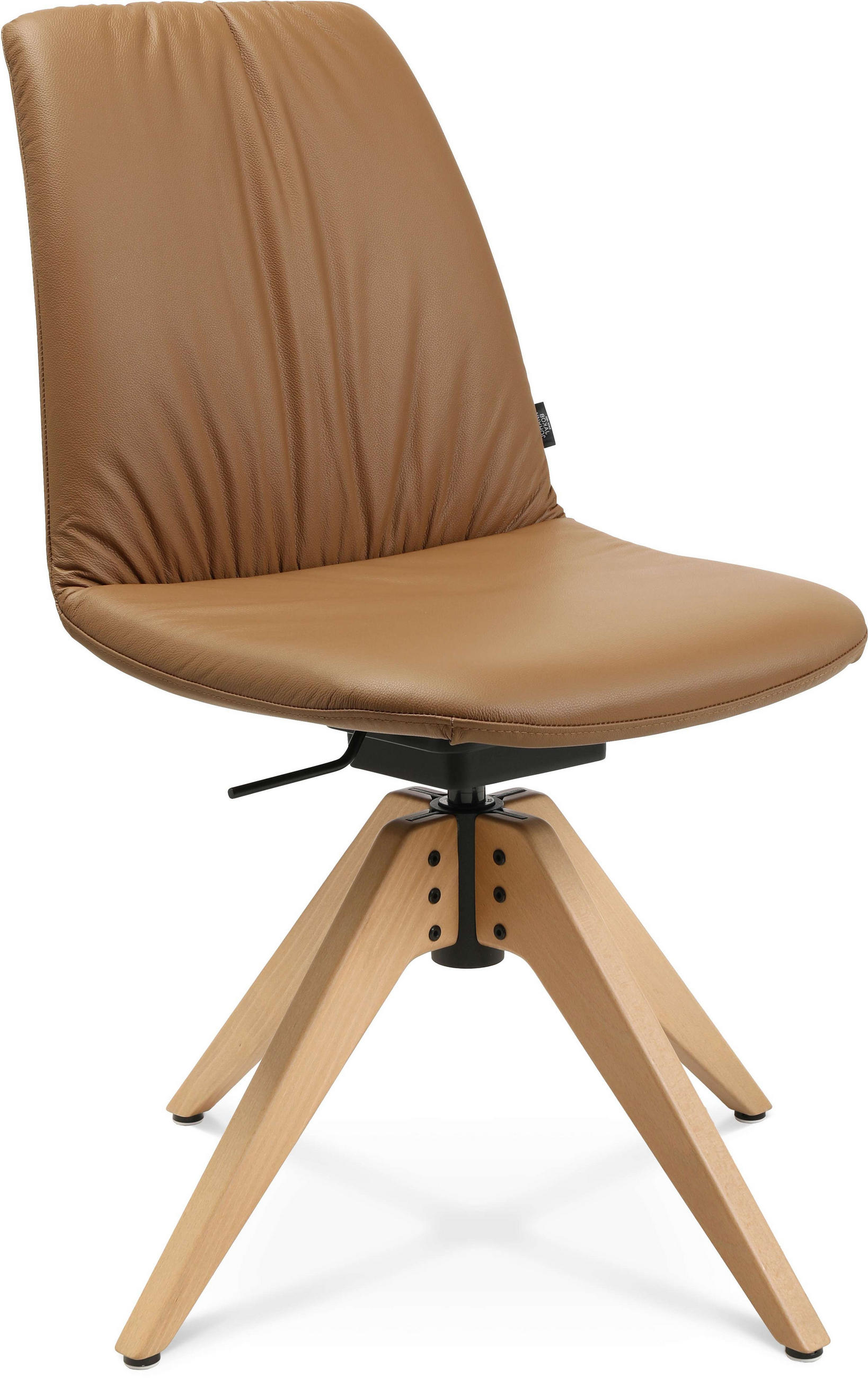STUHL  in Echtleder pigmentiert Holz, Leder  - Eichefarben/Cognac, Design, Leder/Holz (46/82,5-85,25/55cm) - Johann Jakob
