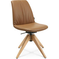 STUHL Echtleder Eichefarben, Cognac Buche Hartholz  - Eichefarben/Cognac, Design, Leder/Holz (46/82,5-85,25/55cm) - Johann Jakob