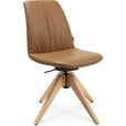 STUHL  in Echtleder pigmentiert Holz, Leder  - Eichefarben/Cognac, Design, Leder/Holz (46/82,5-85,25/55cm) - Johann Jakob