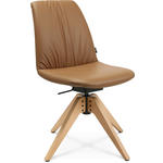 STUHL Echtleder Eichefarben, Cognac Buche Hartholz  - Eichefarben/Cognac, Design, Leder/Holz (46/82,5-85,25/55cm) - Johann Jakob