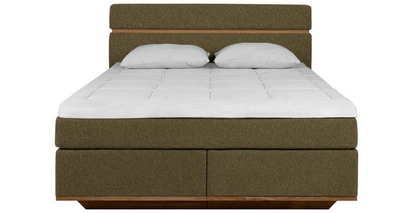 BOXSPRINGBETT 180/200 cm  in Olivgrün  - Eichefarben/Olivgrün, Natur, Holz/Textil (180/200cm) - Linea Natura