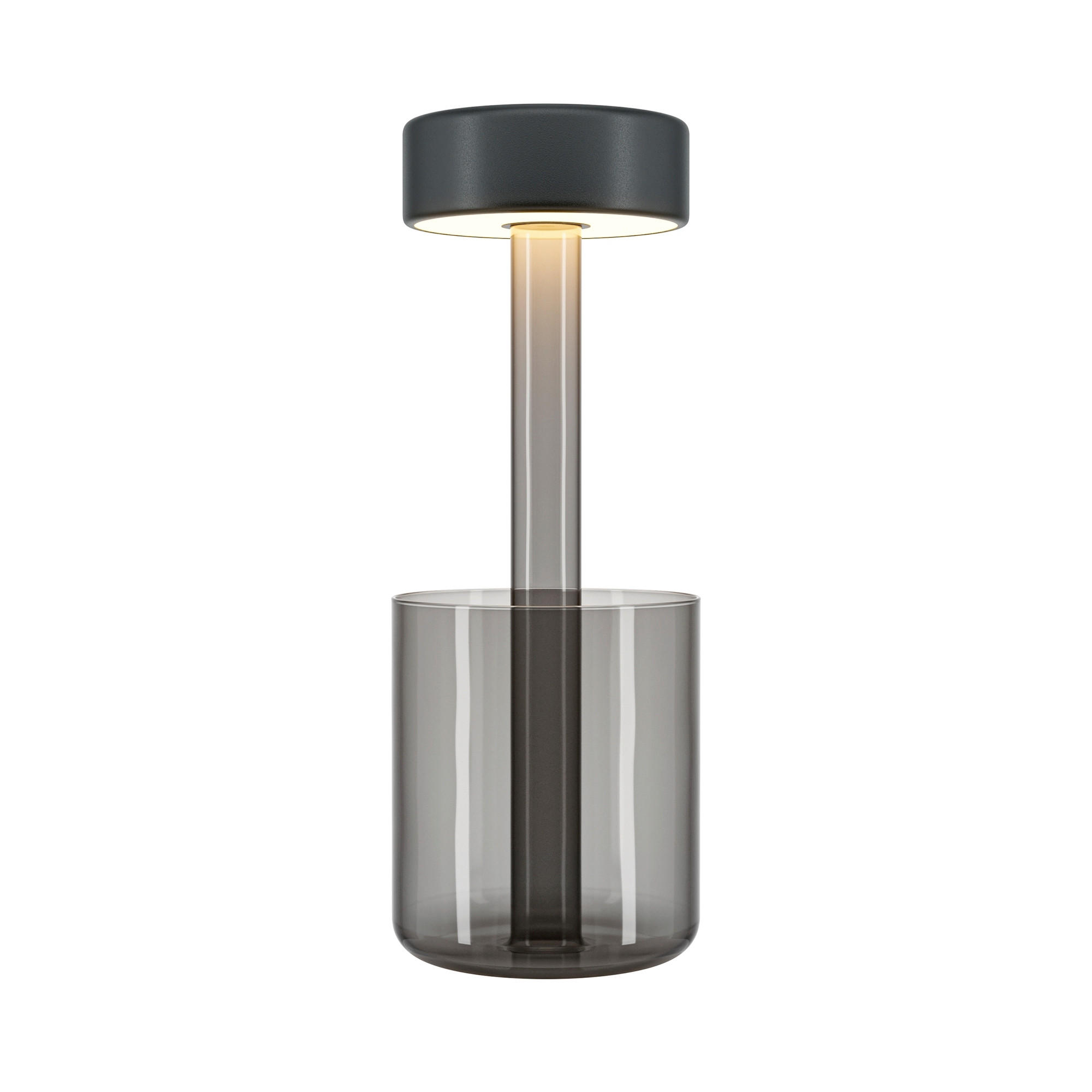 AKKU-TISCHLEUCHTE - Transparent/Schwarz, Design, Glas/Metall (12/34,8cm) - MAYTONI
