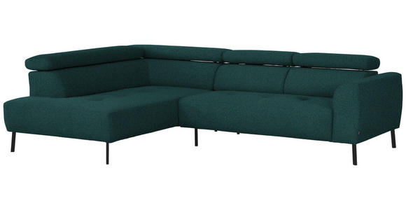 ECKSOFA in Struktur Petrol 205/280 cm - Petrol/Schwarz, Design, Textil/Metall (205/280cm) - Xora