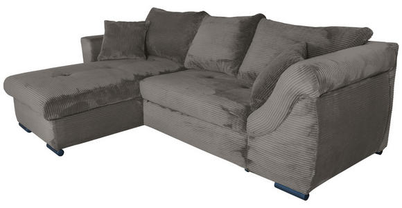 ECKSOFA  in Cord Mokka  - Schwarz/Mokka, KONVENTIONELL, Textil/Metall (168/258cm) - Carryhome