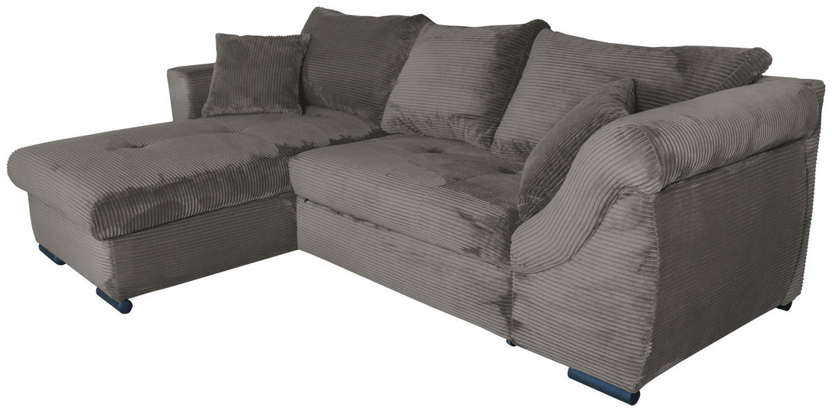 ECKSOFA in Cord Mokka  - Schwarz/Mokka, KONVENTIONELL, Textil/Metall (168/258cm) - Carryhome