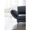 RÉCAMIERE in Echtleder Dunkelblau, Blaugrau  - Chromfarben/Blaugrau, Design, Leder/Metall (209/85-109/95-16cm) - Dieter Knoll