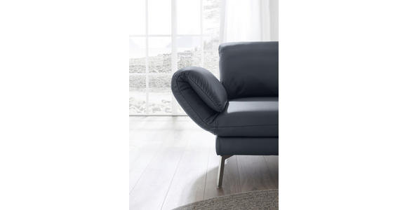 RÉCAMIERE in Echtleder Dunkelblau, Blaugrau - Chromfarben/Blaugrau, Design, Leder/Metall (209/85-109/95-16cm) - Dieter Knoll