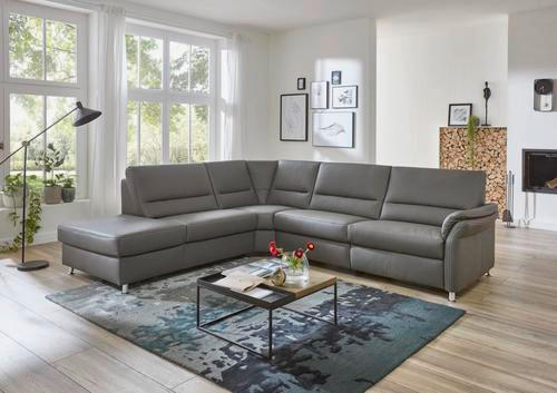 HÖRNSOFFA i äkta läder grå  - beige/ljusgrå, Design, metall/läder (249/288cm) - Beldomo Premium