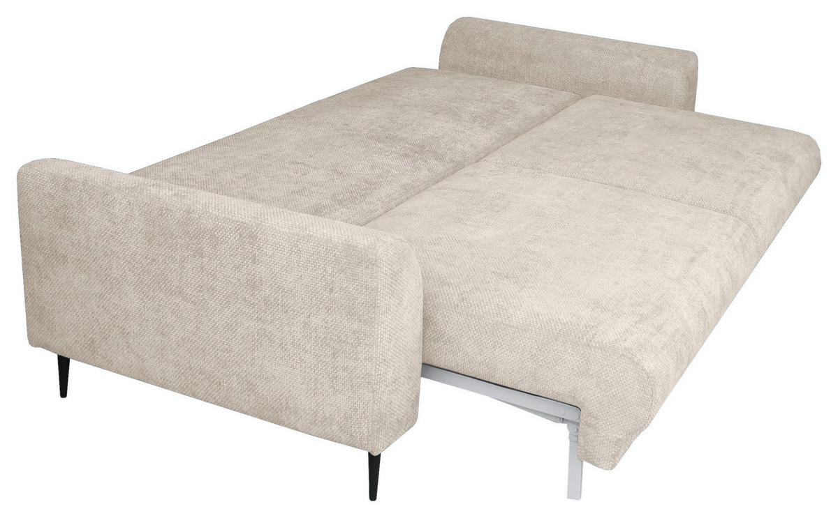 SCHLAFSOFA  mit Liegefunktion, Schlafen auf Sitzhöhe, Rücken echt Chenille Creme  - Creme/Schwarz, KONVENTIONELL, Textil/Metall (235/90/104cm) - Carryhome