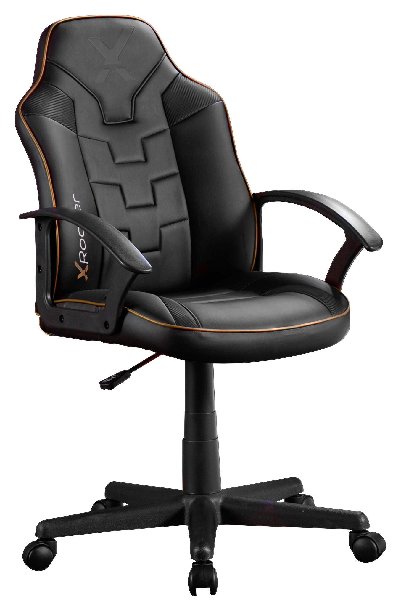 GAMINGSTUHL Schwarz, Goldfarben Textil   - Goldfarben/Schwarz, MODERN, Textil (57,5/107,5/44cm) - X Rocker
