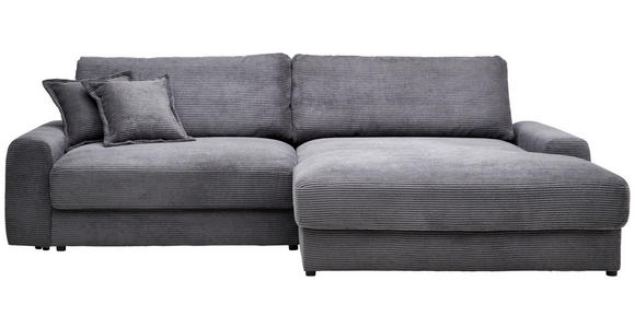 ECKSOFA in Cord Dunkelgrau  - Dunkelgrau/Schwarz, MODERN, Kunststoff/Textil (300/180cm) - Carryhome