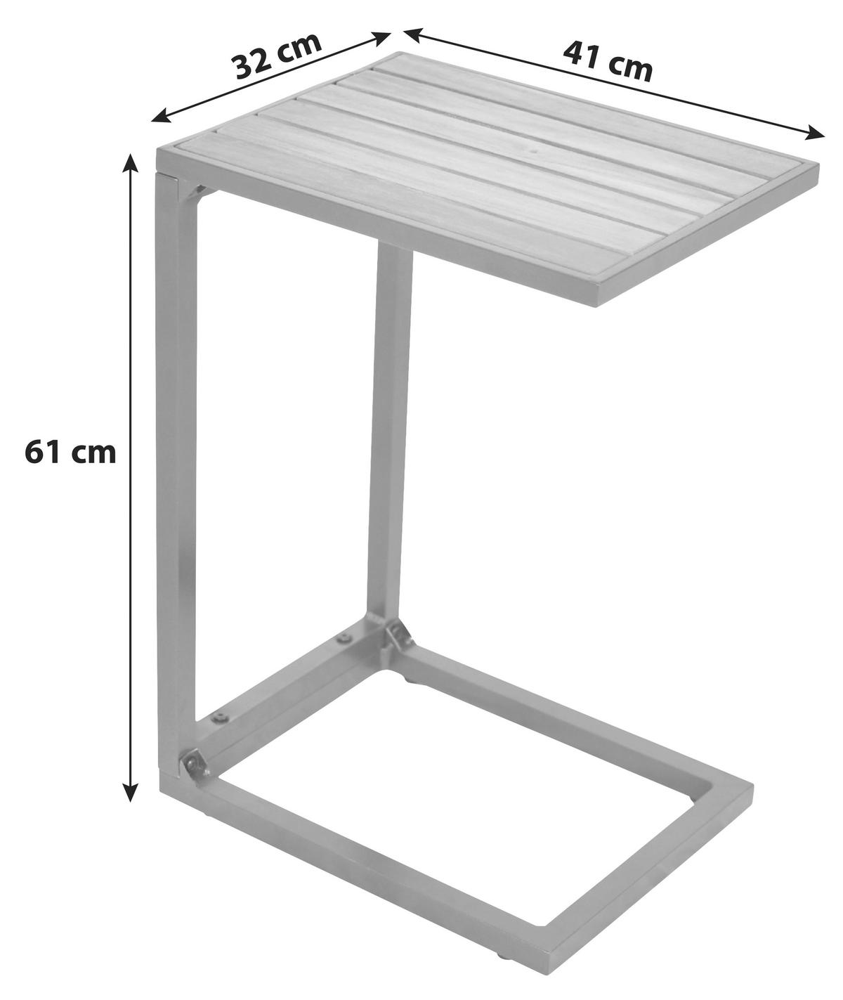 GARTENBEISTELLTISCH 41/32/61 cm  - Graphitfarben/Naturfarben, MODERN, Holz/Metall (41/32/61cm) - Gardenson
